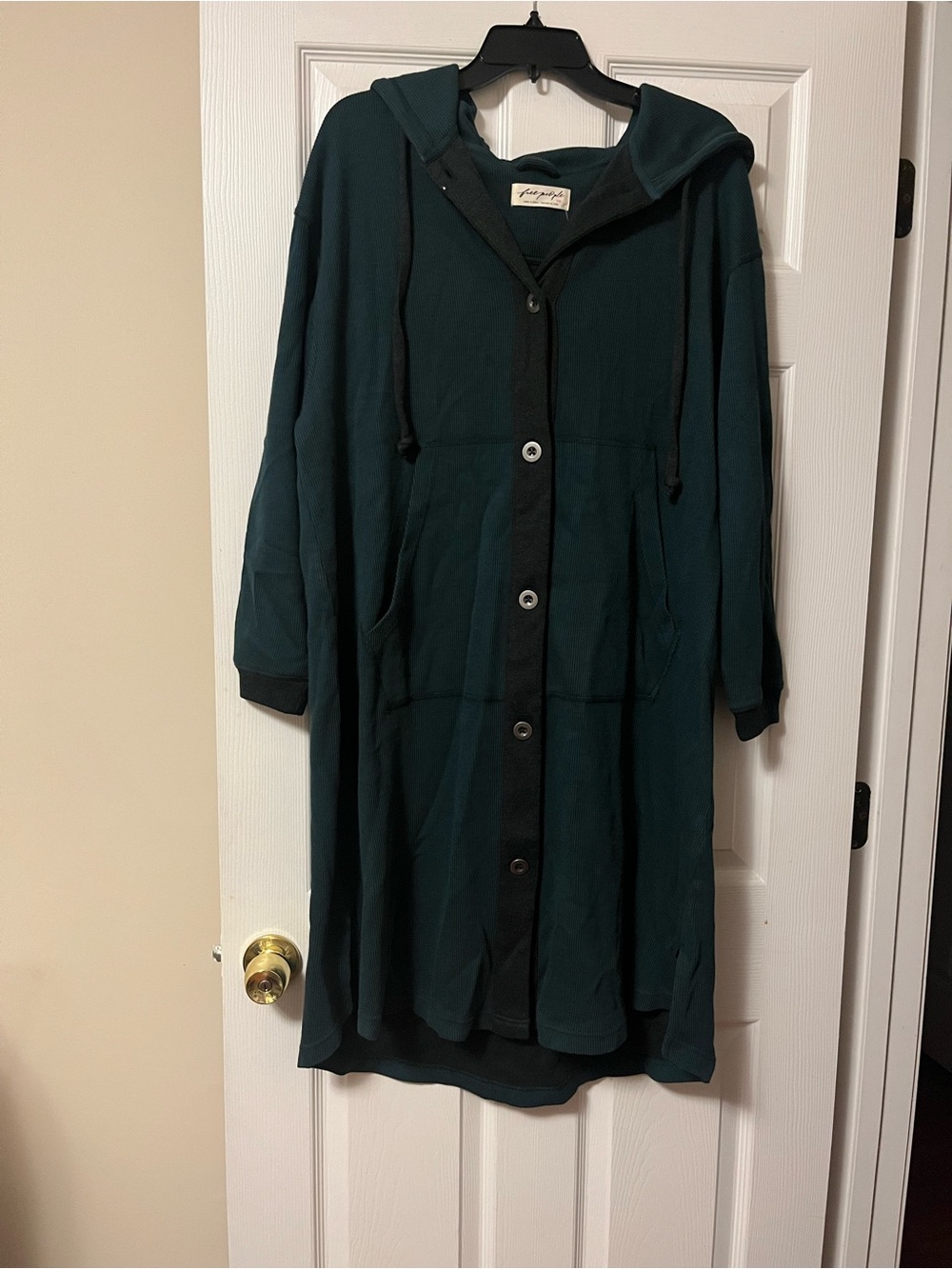 Free People Tomorrows Sweatshirt Cardigan Hooded Maxi Ribbed Button Size Small - Picture 4 of 8